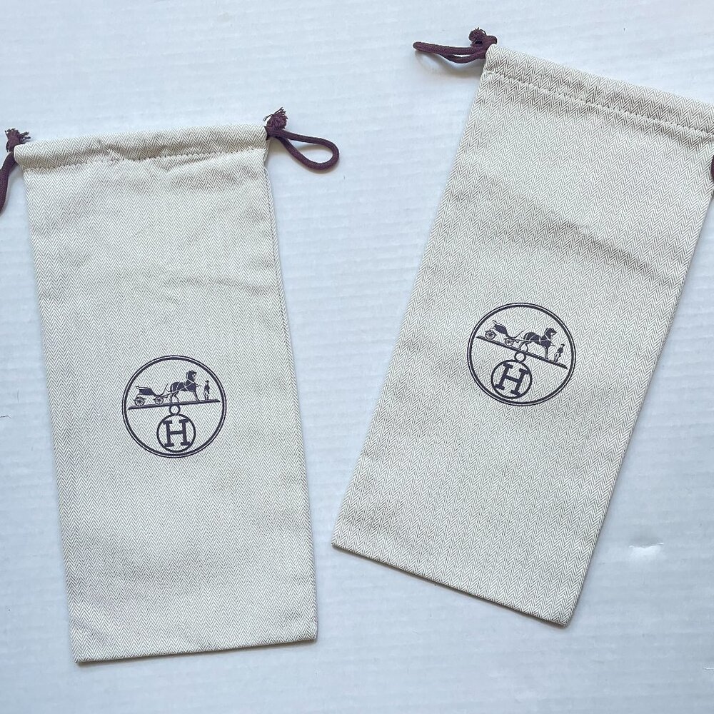 Hermes Herringbone Tweed Drawstring Storage Dust Bag 13" X 6,5 “ Lot of 2.